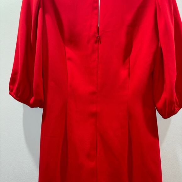 Amanda Uprichard Red Puff Sleeve Twist Front Mini Dress – Size Medium - Picture 9 of 15